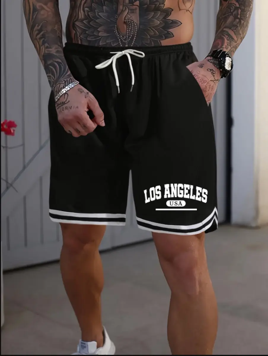 Zwarte heren basketbalshort maat L