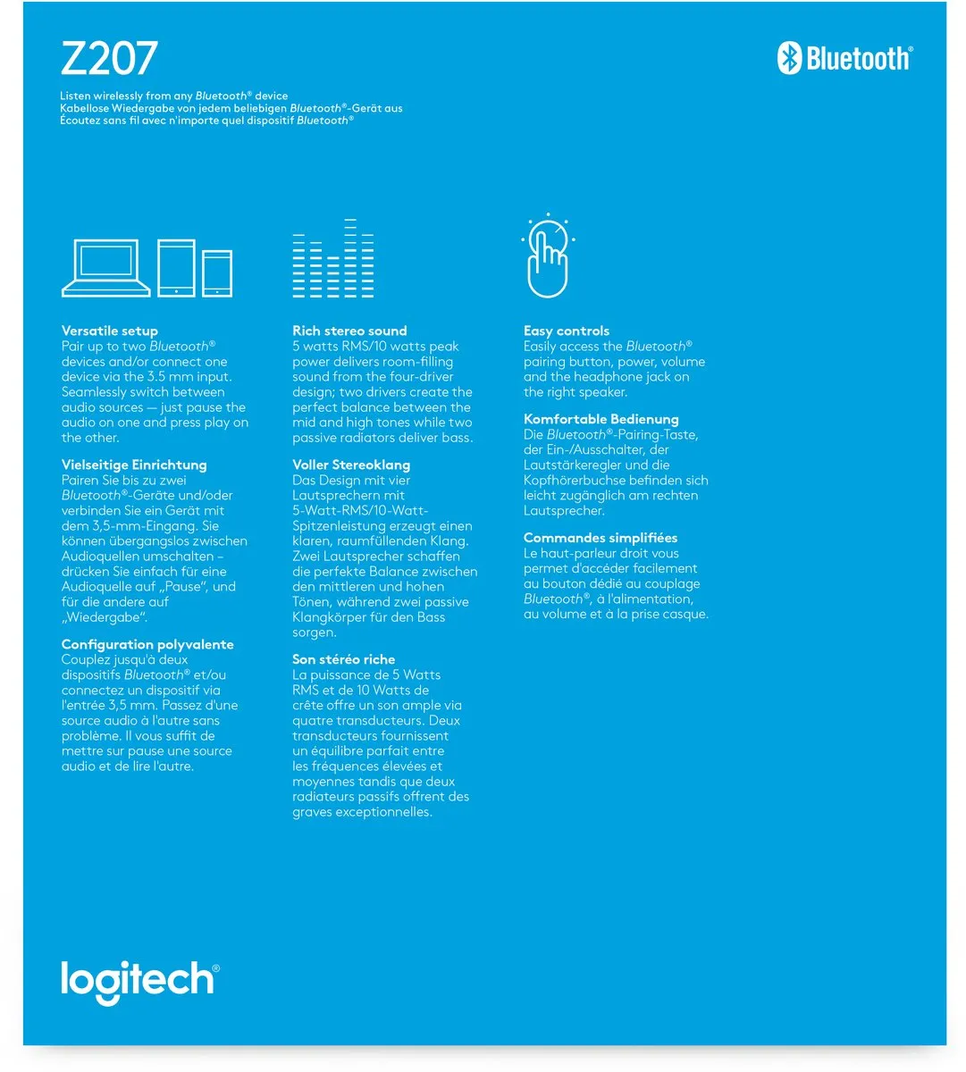 Logitech Z207 Bluetooth Computerspeakers - Wit - afbeelding 6 van 6