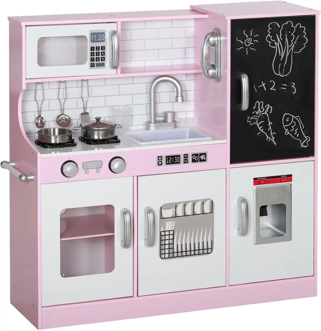 AIYAPLAY Speelkeukenset voor kinderen MDF 83,8L x 26,8B x 81H cm Roze