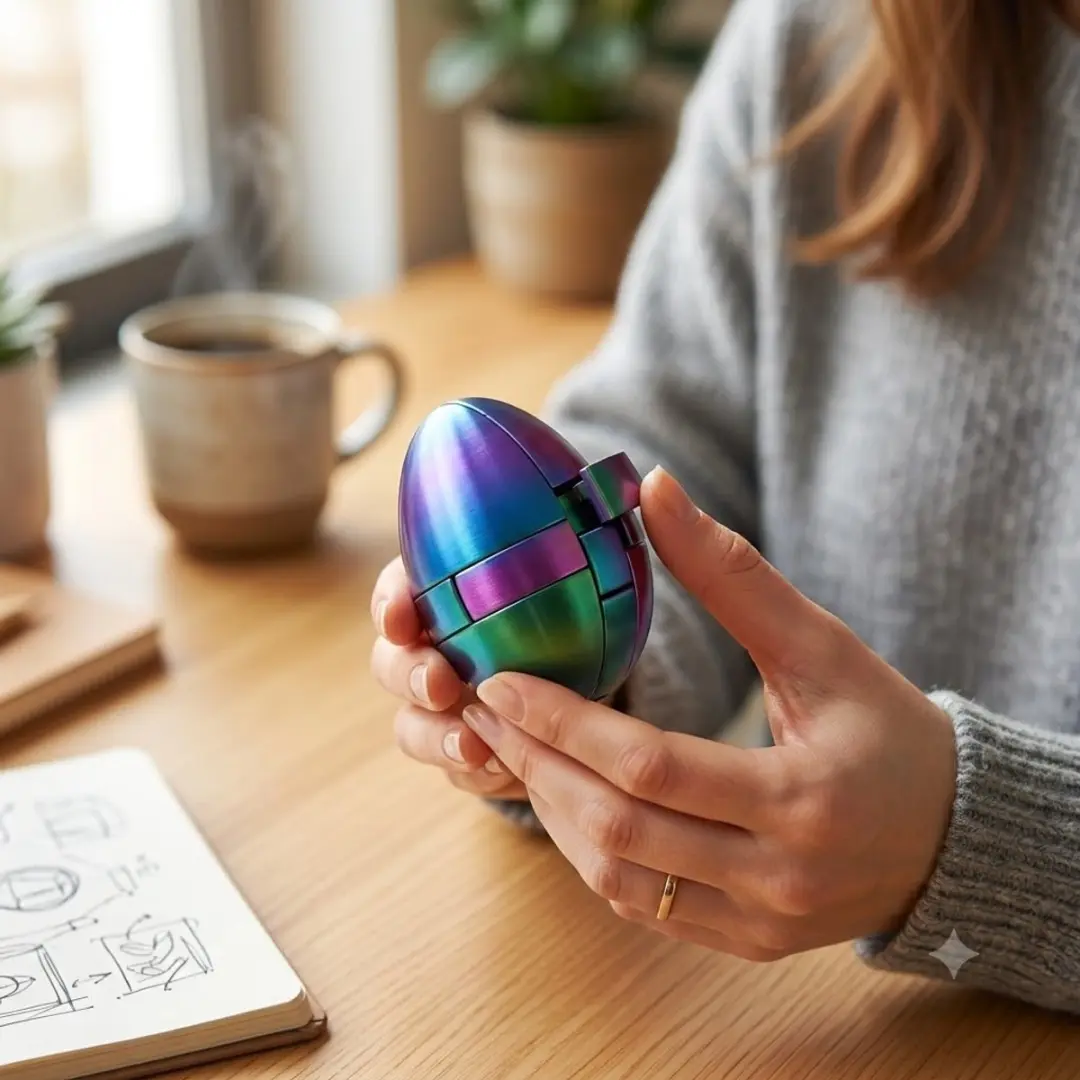 Blauw groen paars breinbreker puzzel ei volwassenen en kinderen 3D in elkaar gri