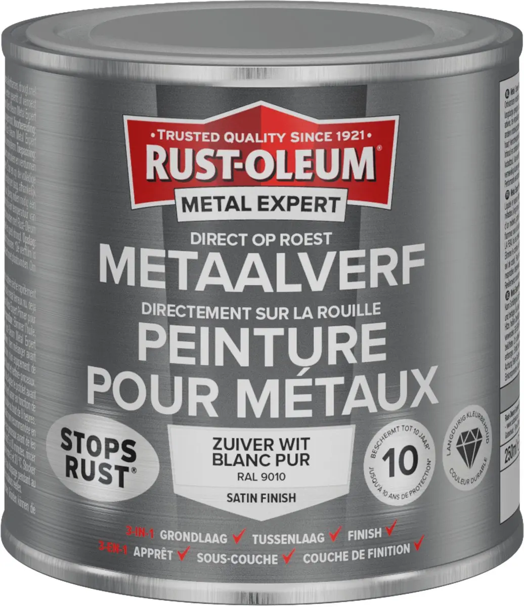 Rust-Oleum Metal Expert Direct Op Roest Metaal Verf Zijdeglans 250ml