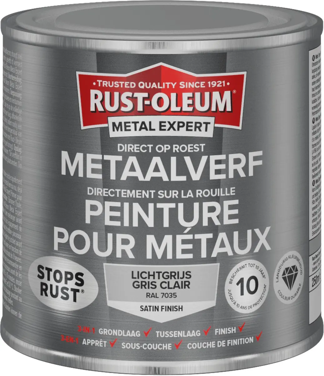 Rust-Oleum Metal Expert Direct Op Roest Metaal Verf Zijdeglans 250ml