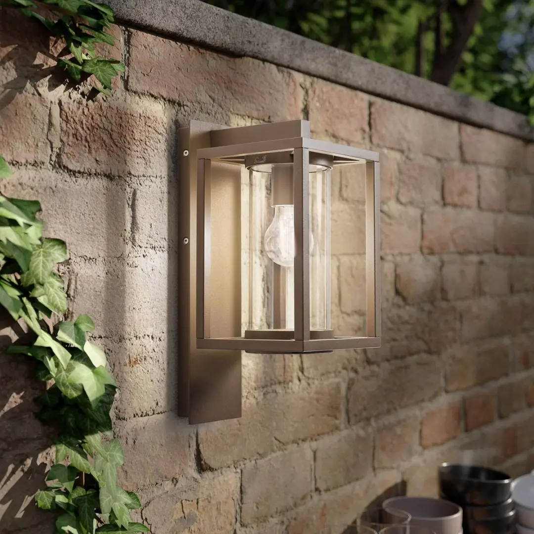 Lucande Wandlamp Buiten 1 Licht E27 - 38cm - Bruin/Transparant