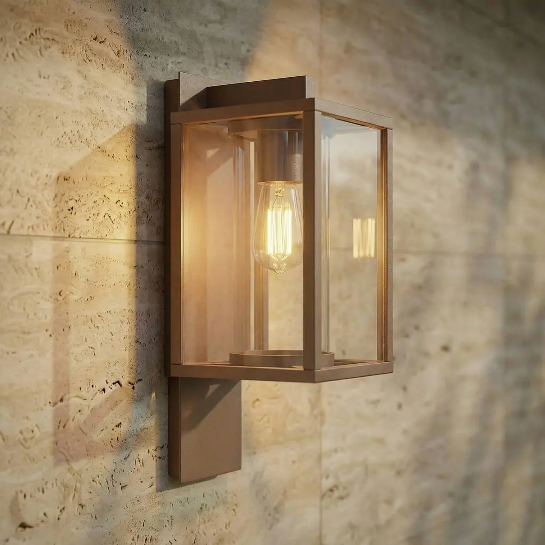 Lucande Wandlamp Buiten 1 Licht E27 - 38cm - Bruin/Transparant