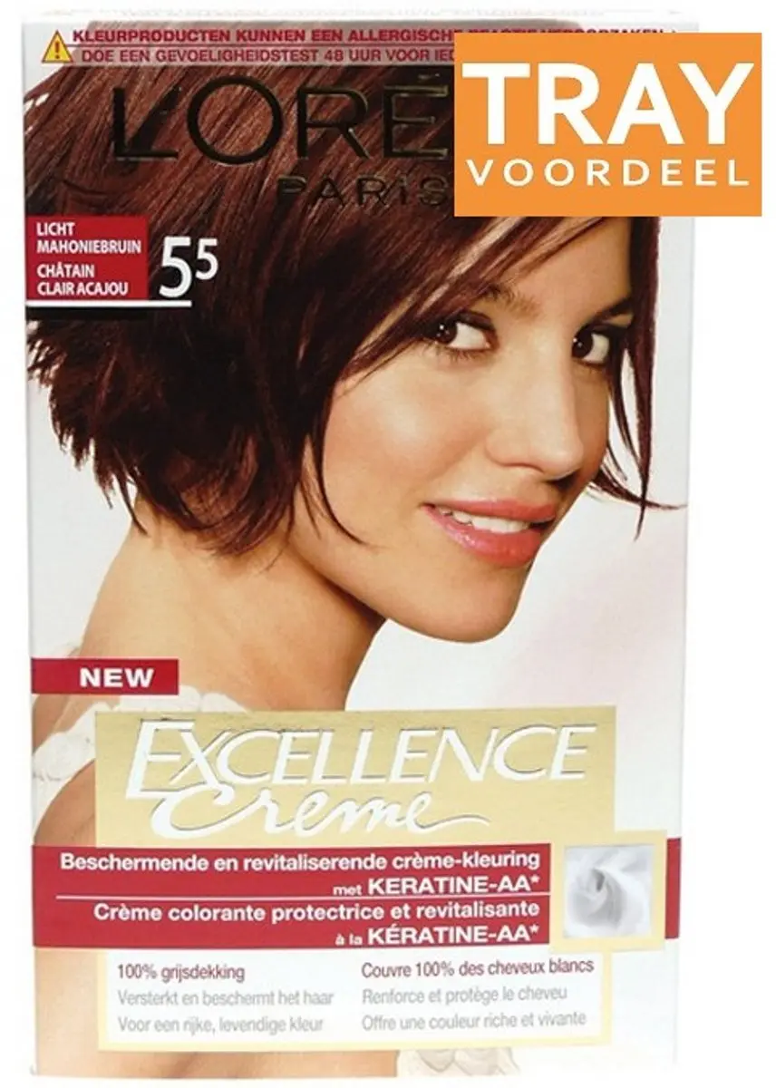 L'OREAL EXCELLENCE CREME 5.5 LICHT MAHONIEBRUIN HAARVERF 6 X 1 STUK