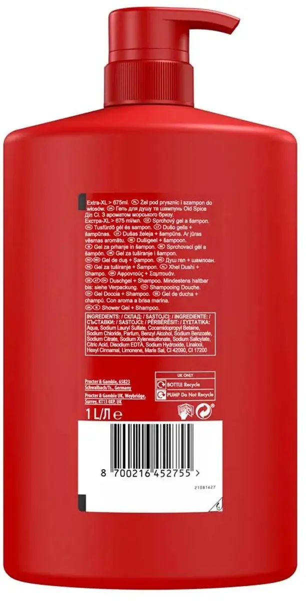 Old Spice Deep Sea Douchegel 3-in-1 1L