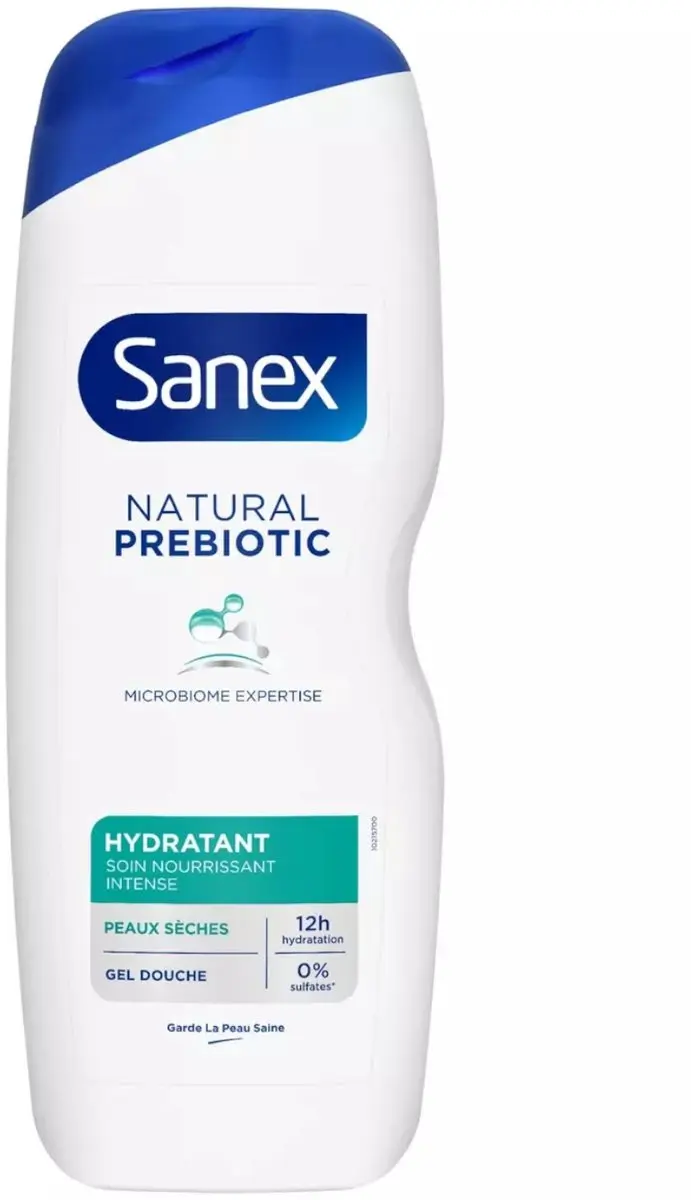 12x Sanex 700ml shower natural prebiotic moisturising