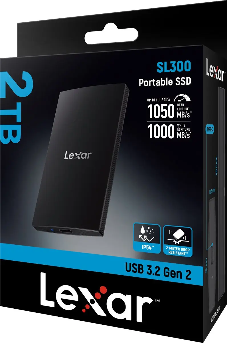 Lexar SL300 LSL300002T-RNBNG Externe SSD 2TB - Zwart - afbeelding 6 van 6