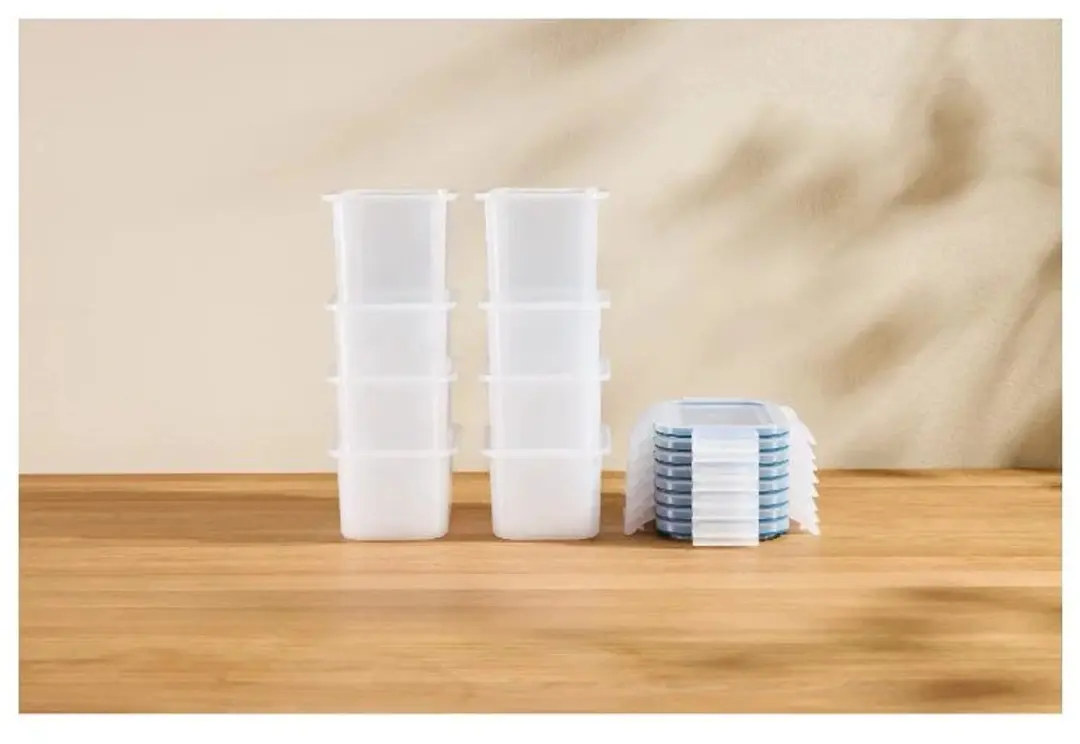 SILVERCREST Vershoudbakjes Set 8-delig - Transparant blauw