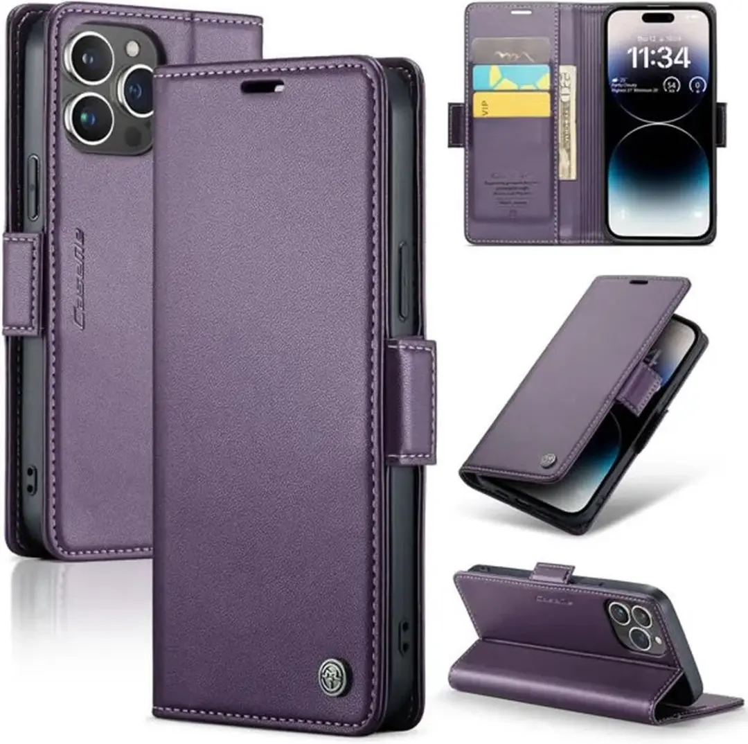 CaseMe Wallet Case met RFID Bescherming en Magneetsluiting voor iPhone 14 Pro _