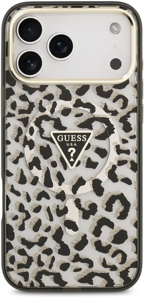 Guess Hoesje iPhone 16 Pro Max - Leopard Glitter - Zwart - 3666339655310 - afbeelding 3 van 6