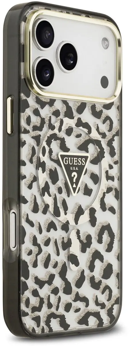 Guess Hoesje iPhone 16 Pro Max - Leopard Glitter - Zwart - 3666339655310 - afbeelding 4 van 6