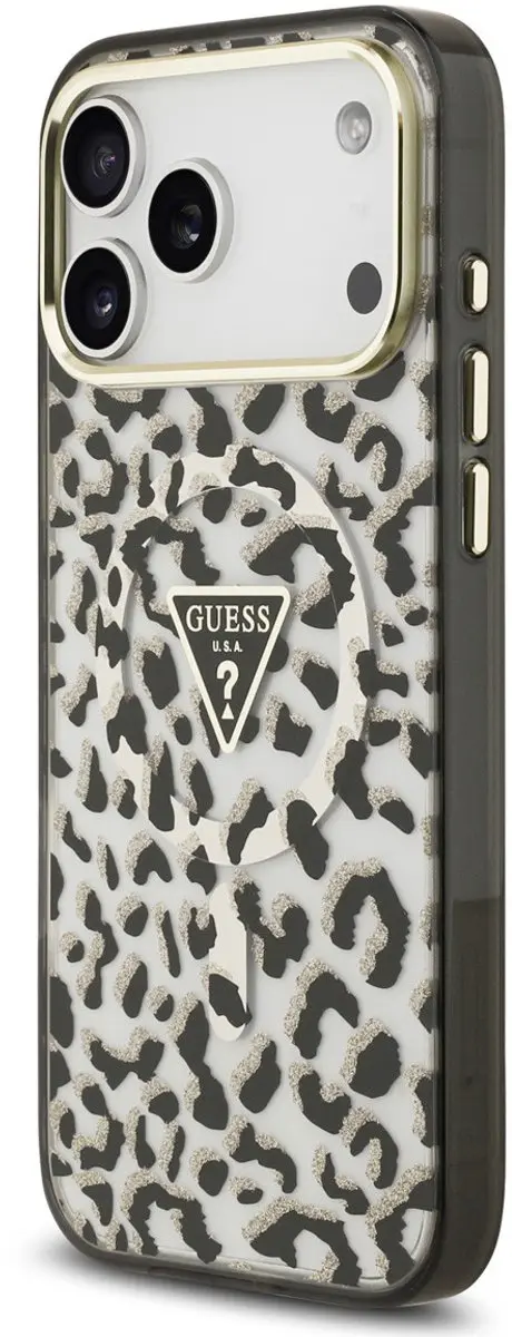Guess Hoesje iPhone 16 Pro Max - Leopard Glitter - Zwart - 3666339655310 - afbeelding 2 van 6