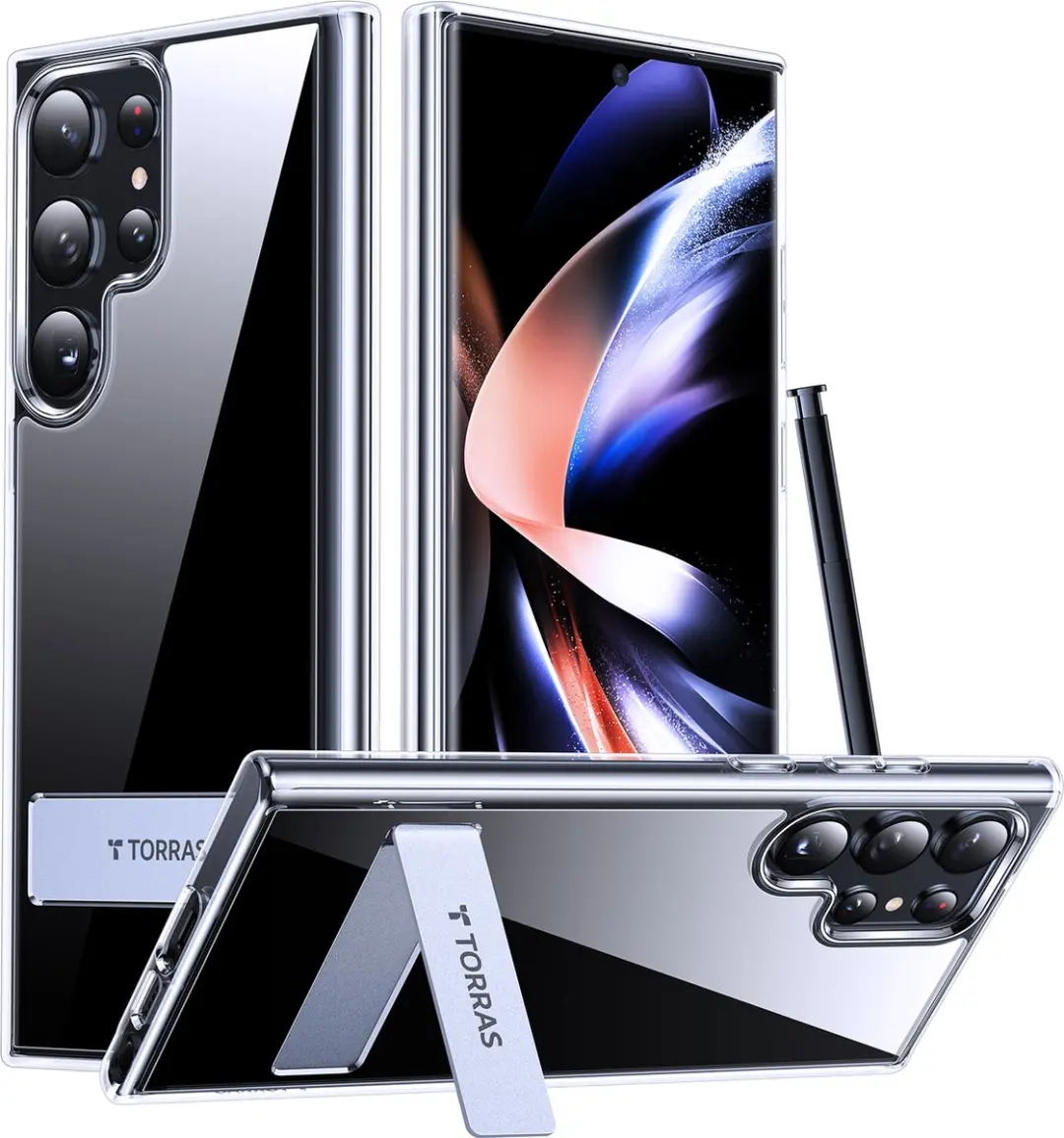 Torras geschikt voor Samsung Galaxy S23 Ultra Transparant & Kickstand standaard