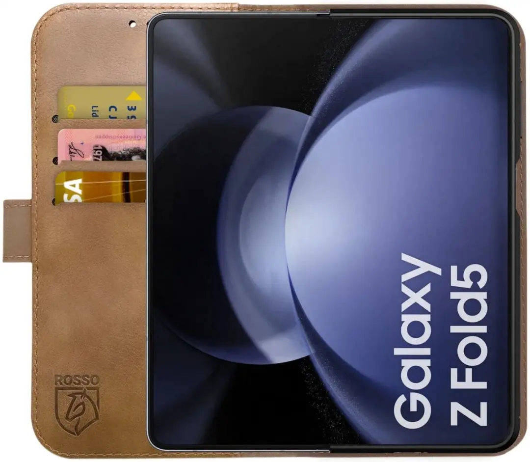 Rosso Deluxe Book Case Samsung Galaxy Z Fold 5 - 3 Pasjes - Bruin