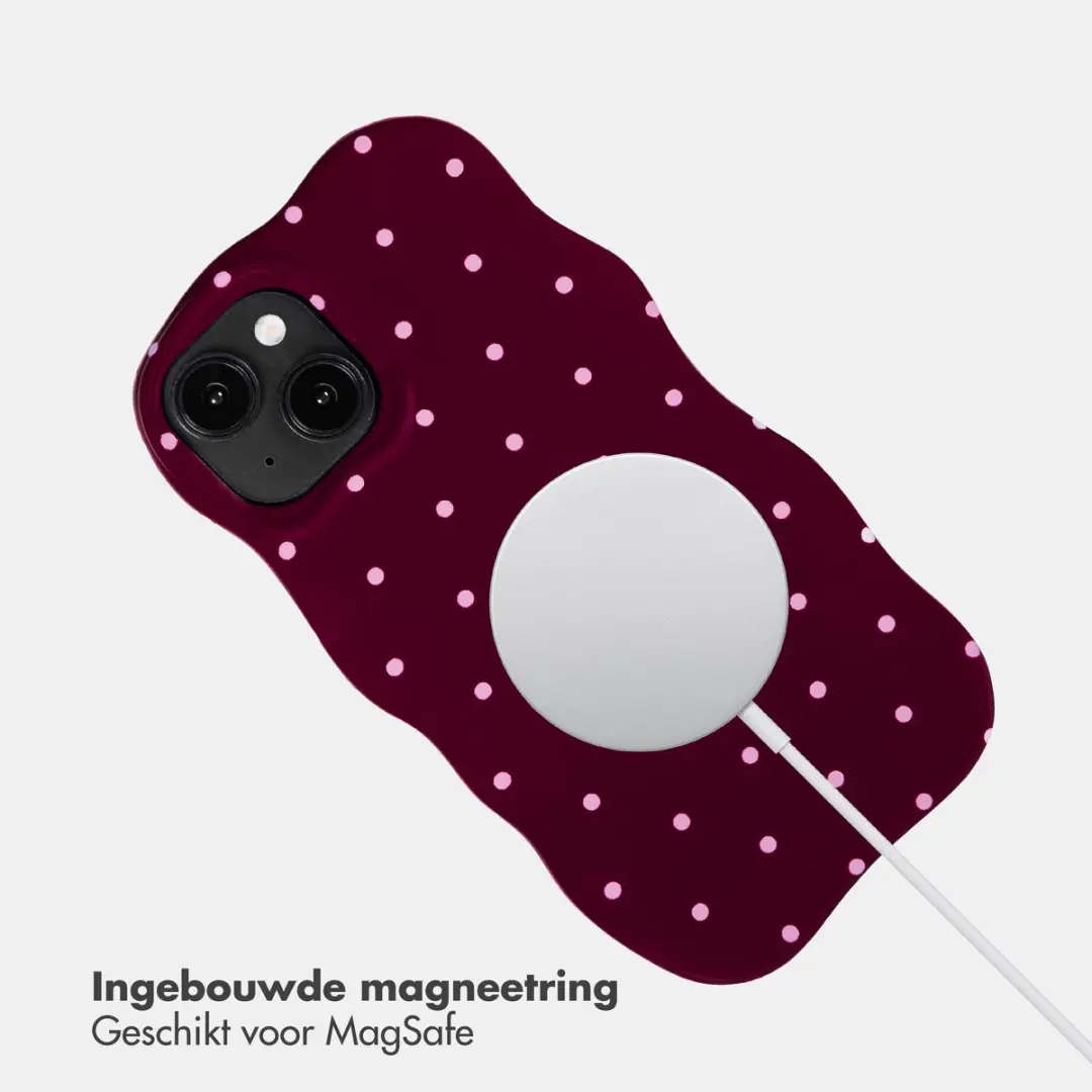 Selencia Hoesje iPhone 14/13 Wavy Backcover - MagSafe - Donkerrood