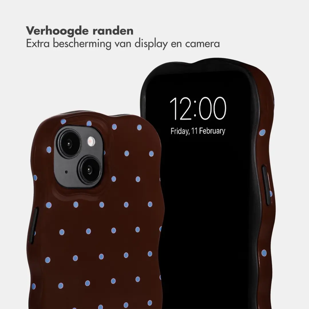 Selencia Hoesje iPhone 14/13 Wavy Backcover MagSafe - Bruin