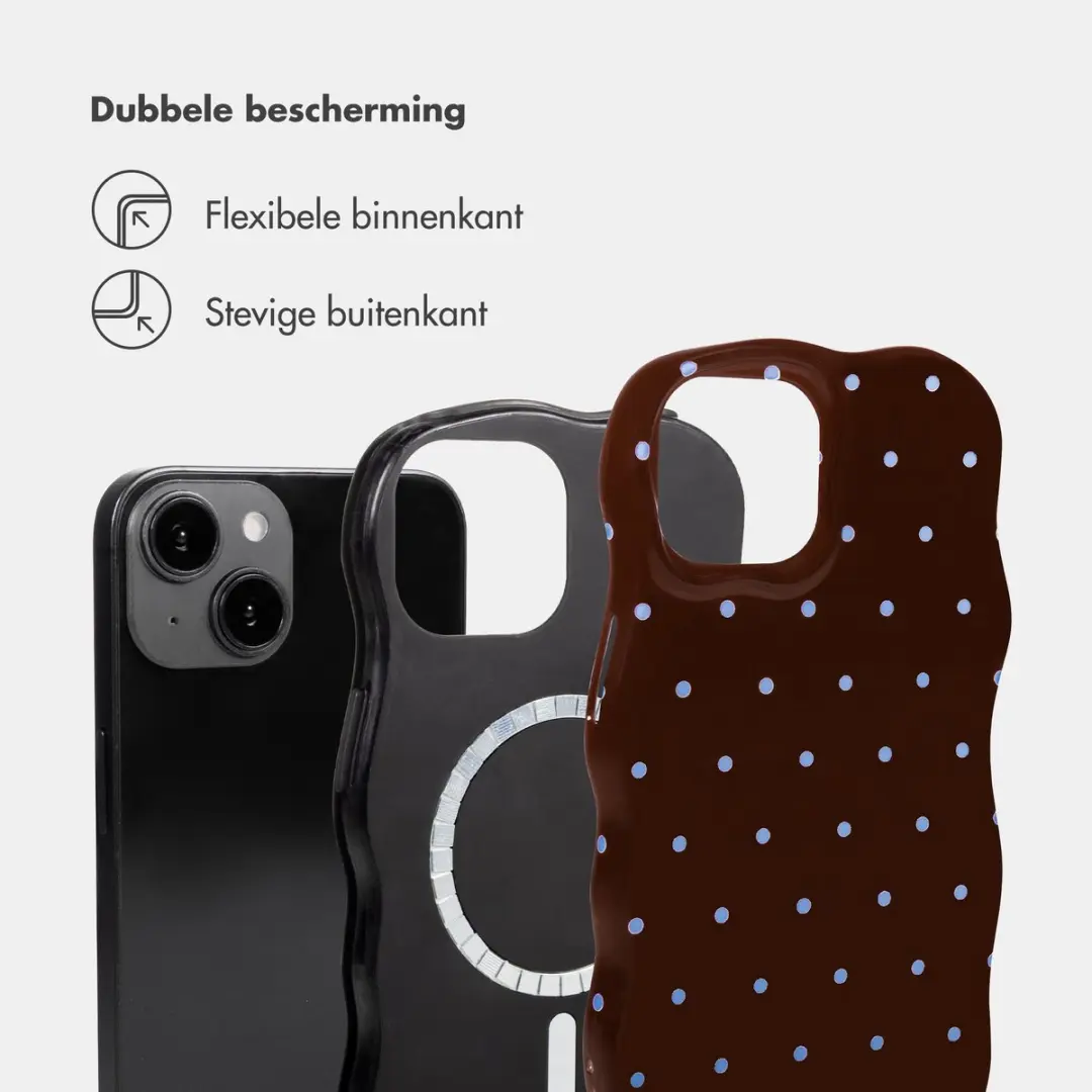 Selencia Hoesje iPhone 14/13 Wavy Backcover MagSafe - Bruin