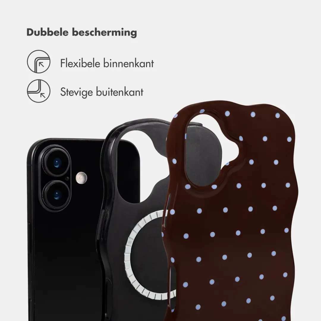 Selencia Hoesje iPhone 17 Wavy Backcover - MagSafe - Bruin