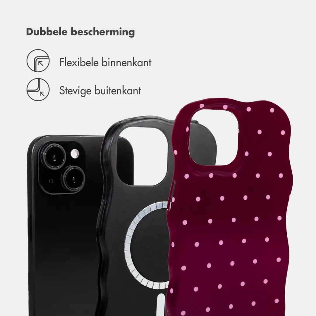 Selencia Hoesje iPhone 15 Wavy Backcover - MagSafe - Donkerrood