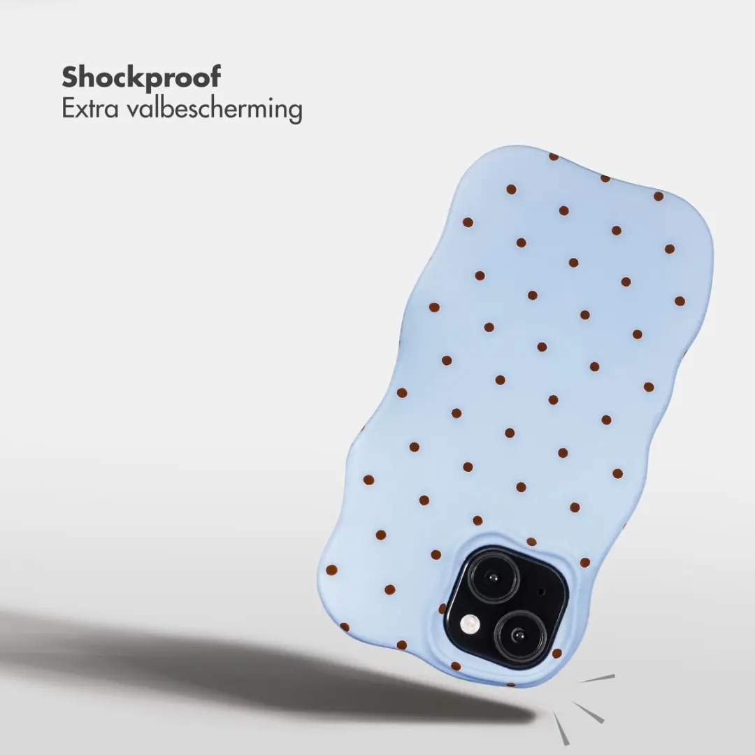Selencia Hoesje iPhone 15 Wavy Backcover - Lichtblauw - MagSafe