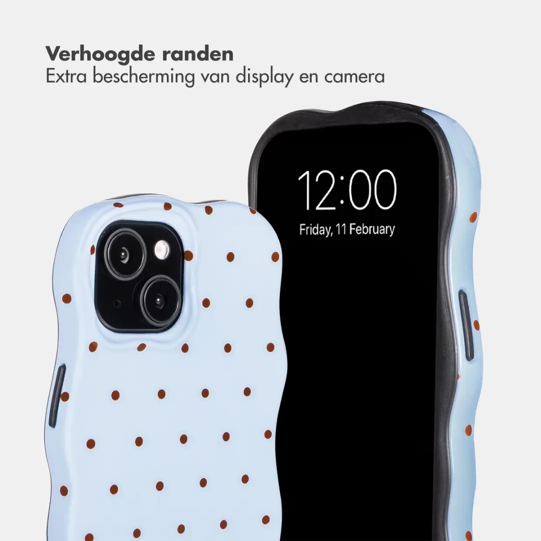 Selencia Hoesje iPhone 15 Wavy Backcover - Lichtblauw - MagSafe - afbeelding 6 van 6