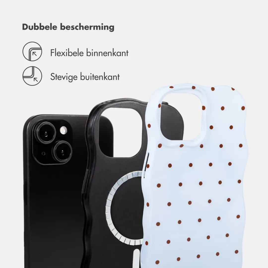 Selencia Hoesje iPhone 15 Wavy Backcover - Lichtblauw - MagSafe