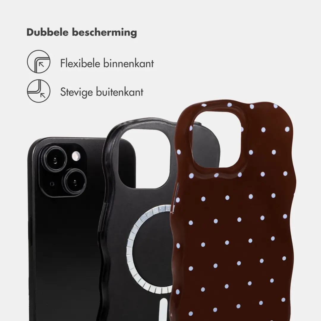 Selencia Hoesje iPhone 15 Wavy Backcover MagSafe - Bruin
