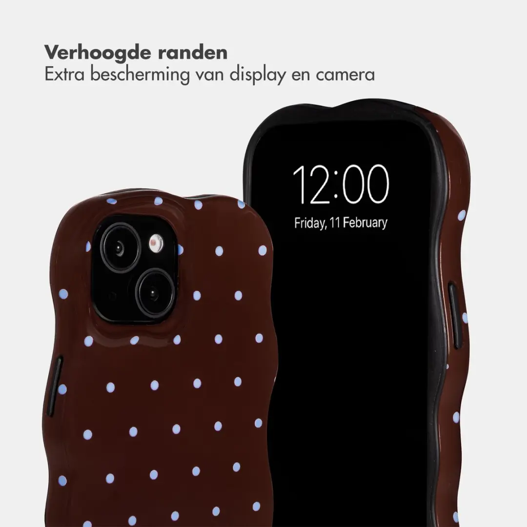 Selencia Hoesje iPhone 15 Wavy Backcover MagSafe - Bruin - afbeelding 6 van 6