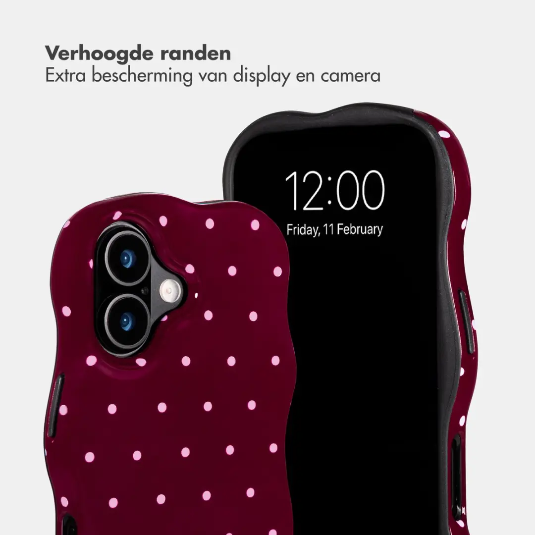 Selencia Hoesje iPhone 16 Wavy Backcover - MagSafe - Donkerrood