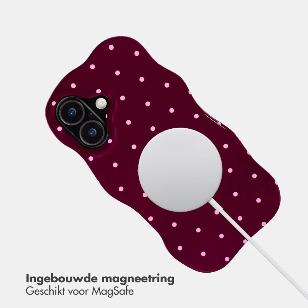 Selencia Hoesje iPhone 16 Wavy Backcover - MagSafe - Donkerrood