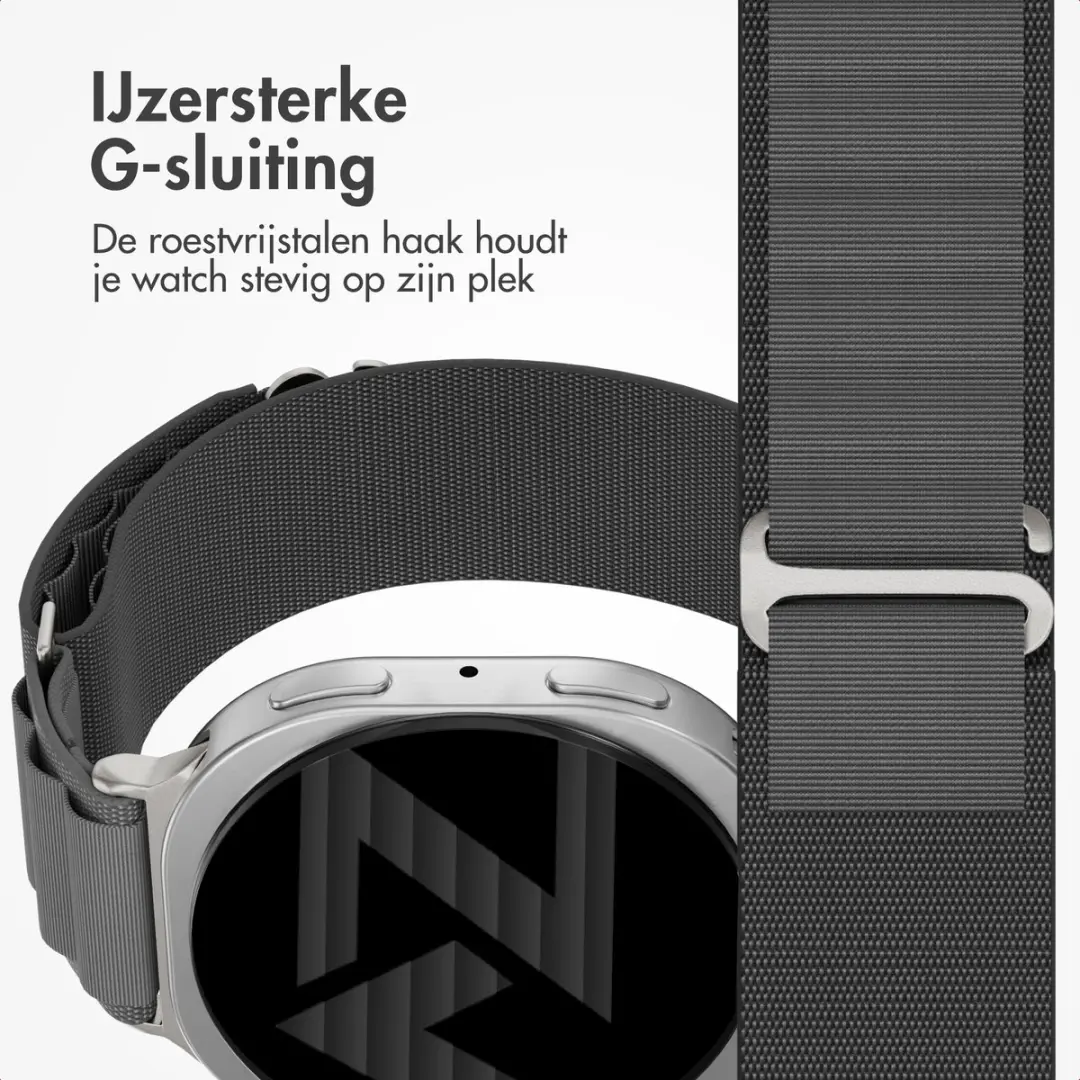 Accezz Nylon Bandje Samsung Galaxy Watch 8/9 - Donkergrijs