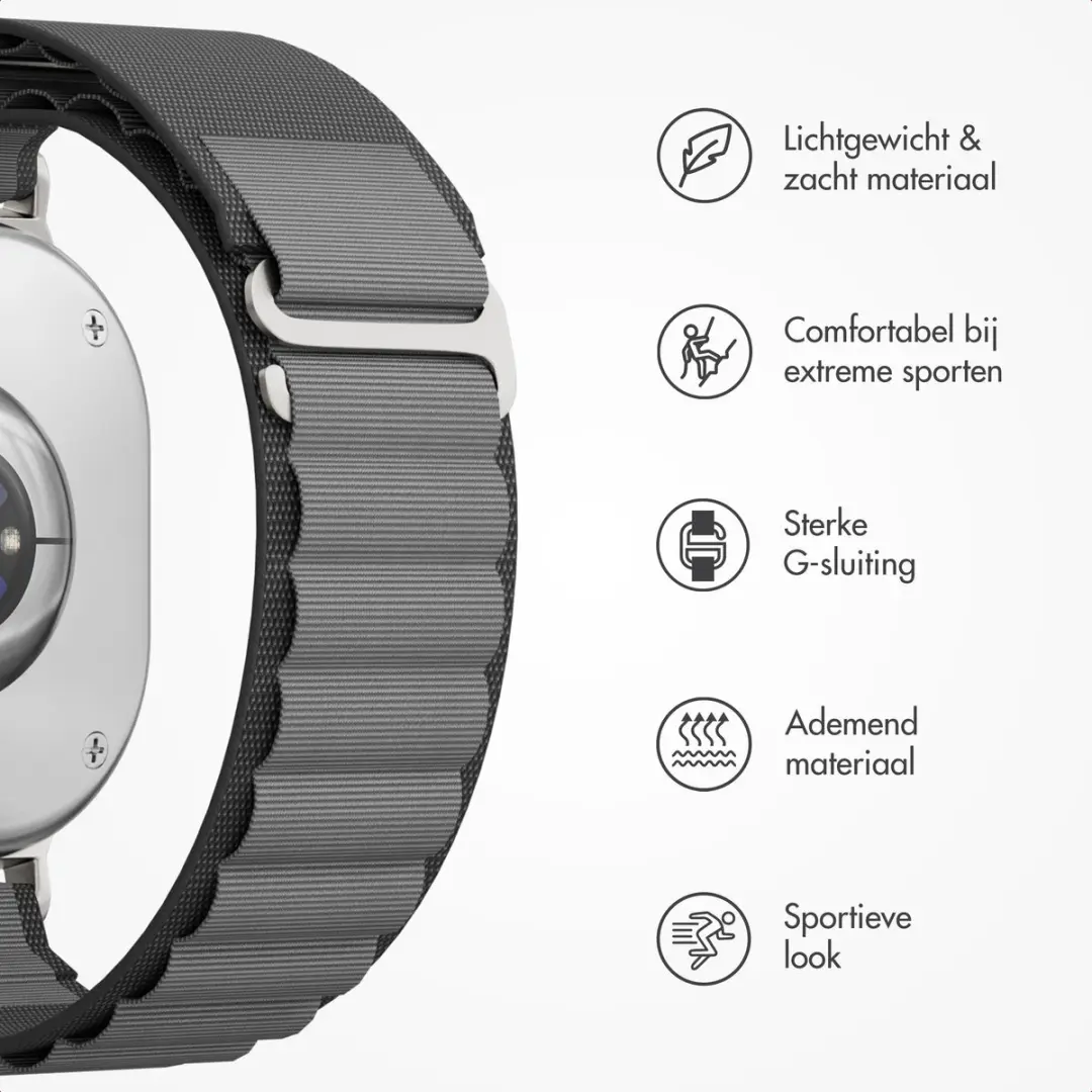Accezz Nylon Bandje Samsung Galaxy Watch 8/9 - Donkergrijs