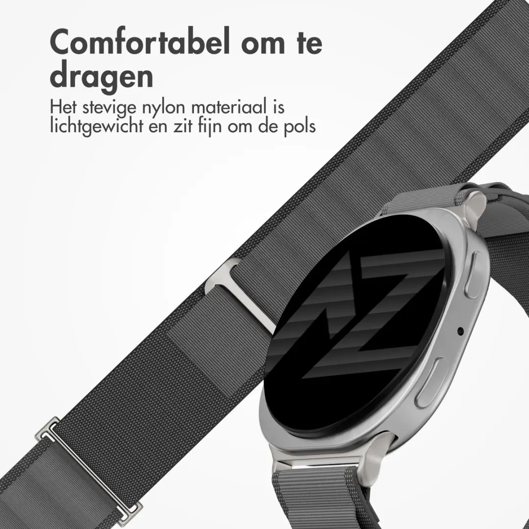 Accezz Nylon Bandje Samsung Galaxy Watch 8/9 - Donkergrijs