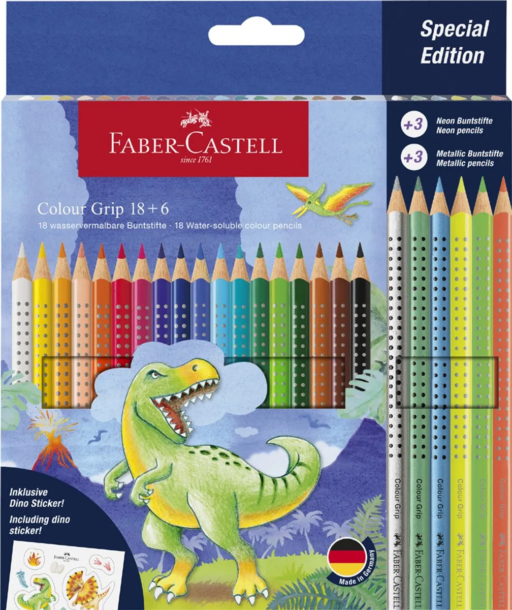 Faber-Castell Grip Dino Potloden - 13 Stuks - Assorti