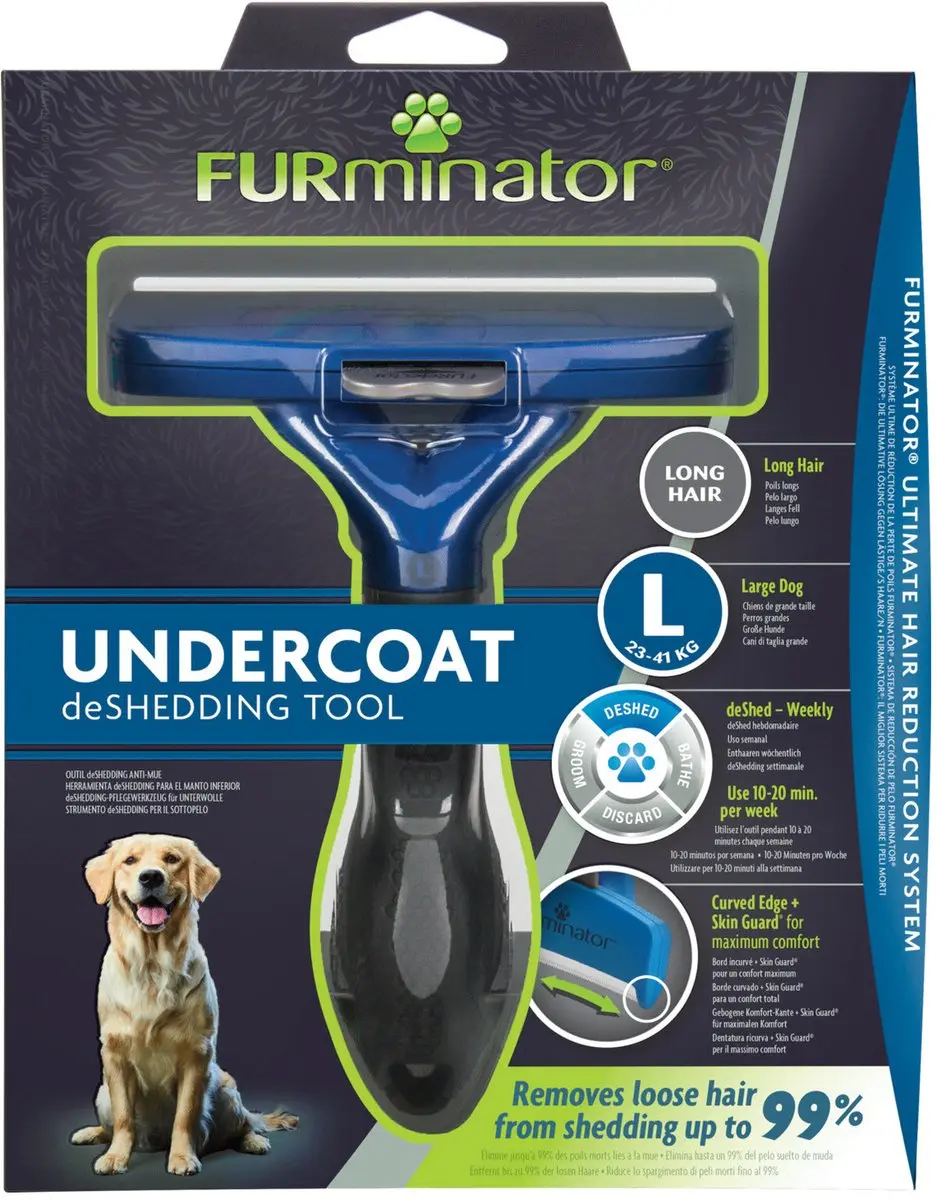 Furminator Hond Lang Haar Blauw - Large