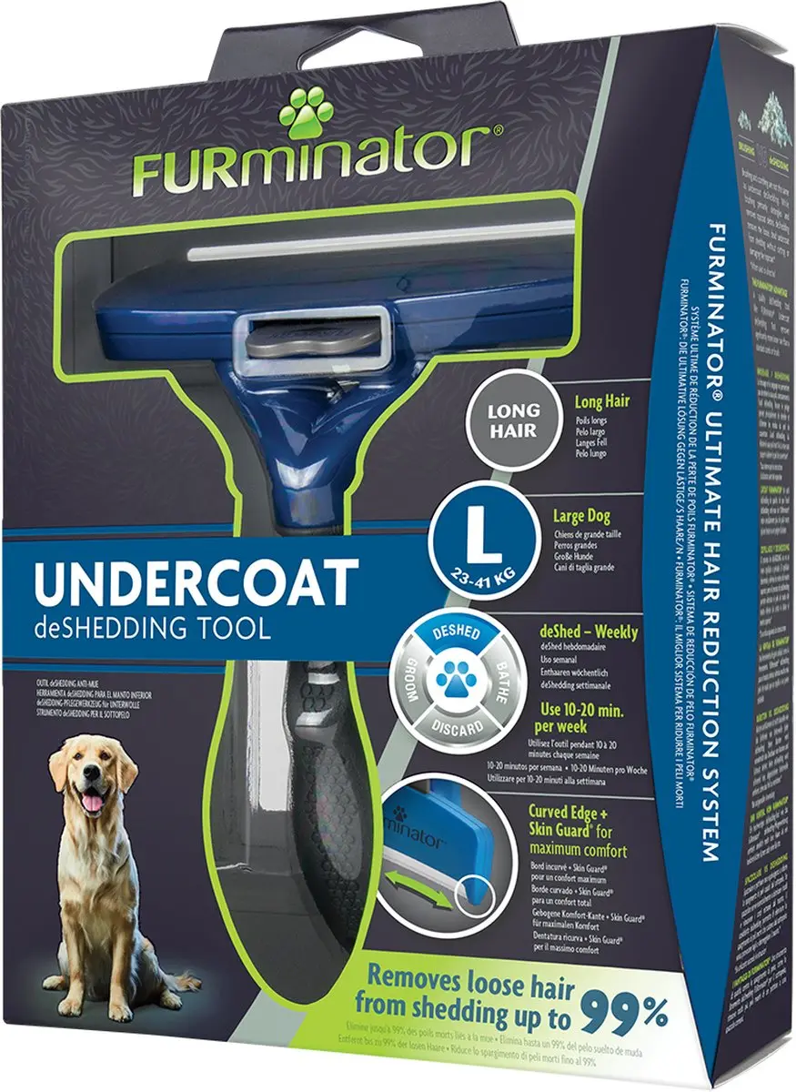 Furminator Hond Lang Haar Blauw - Large