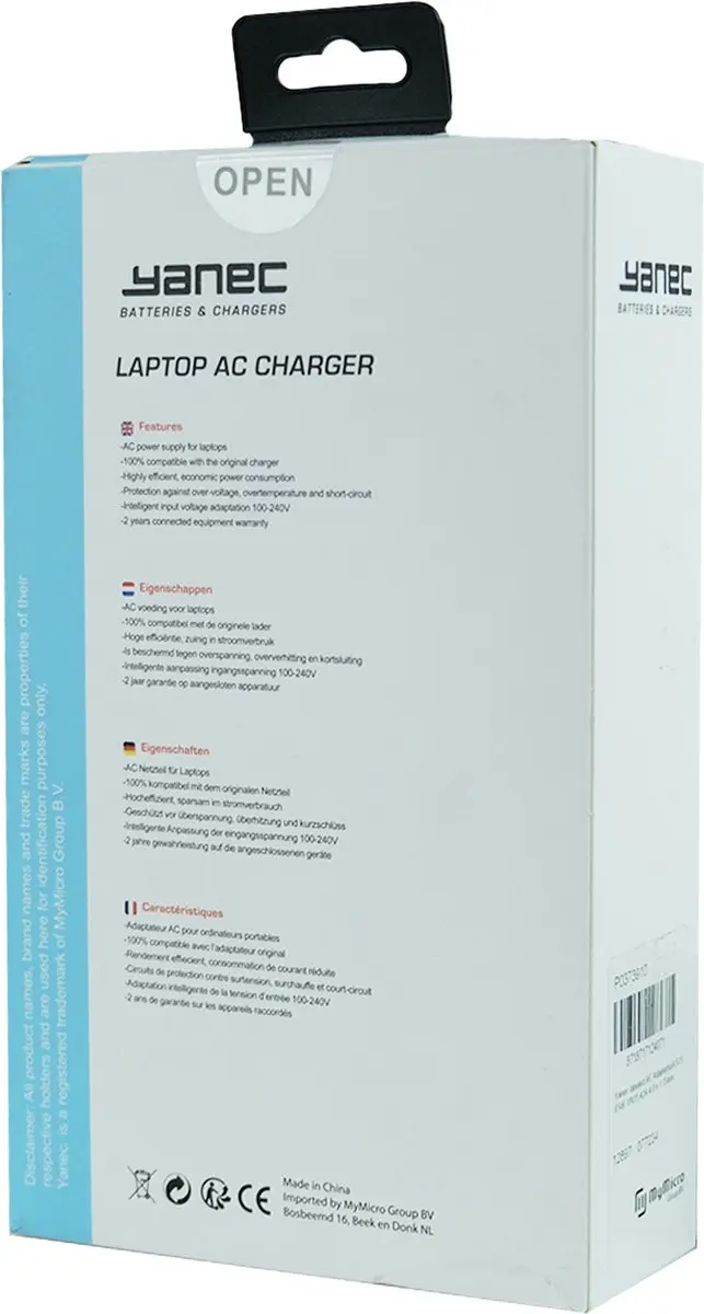 Yanec YNA73 Laptop Adapter 65W - 4.0x1.35mm - Zwart