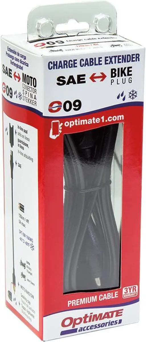 Tecmate OptiMate O-09 SAE naar DIN Motorstekker Verlengkabel 120cm - BMW/Triumph/Ducati