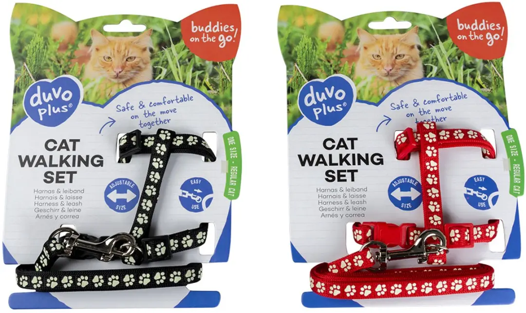 Duvo+ Kat Wandelset Pootjes Zwart/Rood 20-35cm / 10mm