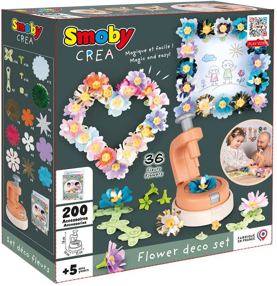 Smoby bloemen decoratieset creatief speelgoed 200-delig voor kinderen.