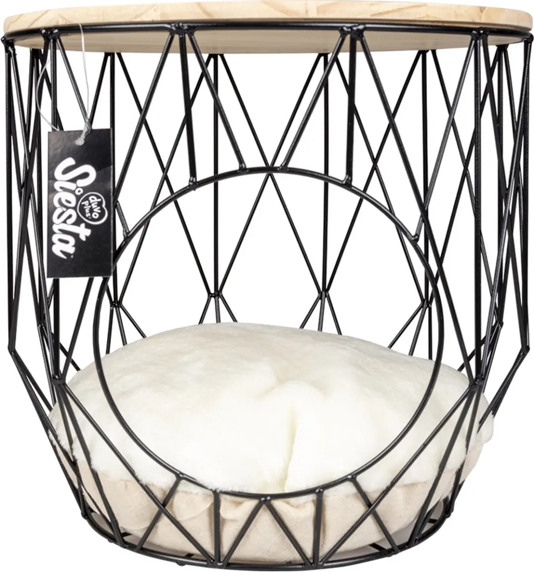 Duvo+ Kattenmand Caviar metalen mand met tafelblad Zwart 33x33x39cm