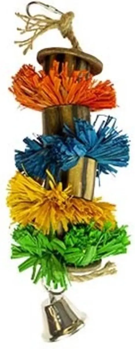 DuvoPlus Vogel Speelgoed Raffia Gras Pompon - Meerkleurig - afbeelding 2 van 2