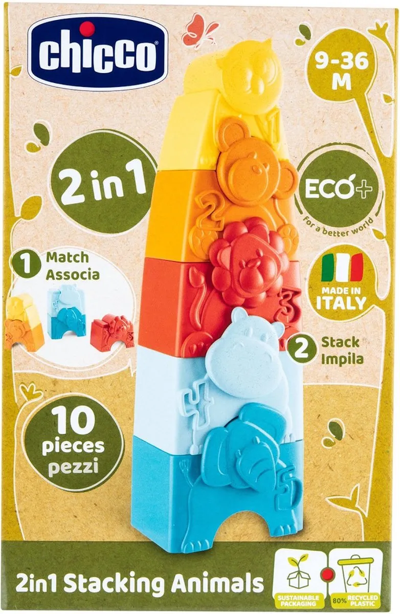 Chicco ECO+ Dieren Stapeltoren 11570000000 - 5 Stuks - Meerkleurig