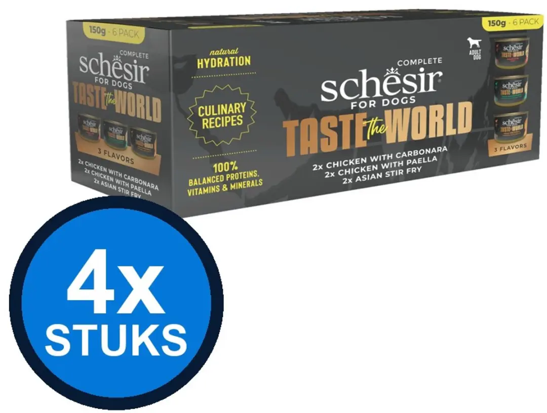 4x Schesir Taste The World hond blik variety pack 6x150gr