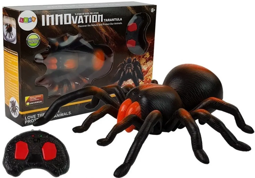 Enorme op batterijen werkende Spider op afstand bestuurbare R/C zwart-oranje