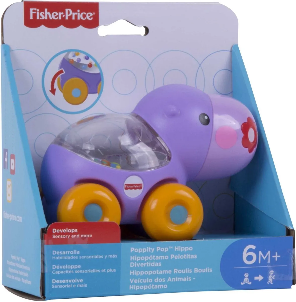Fisher Price BGX30 Kruipvriendje Paars Nijlpaard
