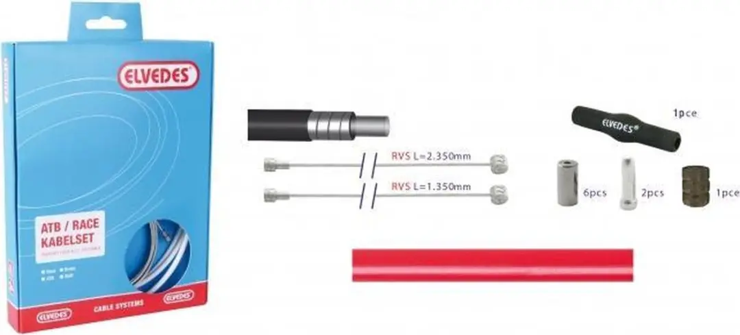 Elvedes Remkabel Set Atb/race Universeel 5mm Rood Rvs