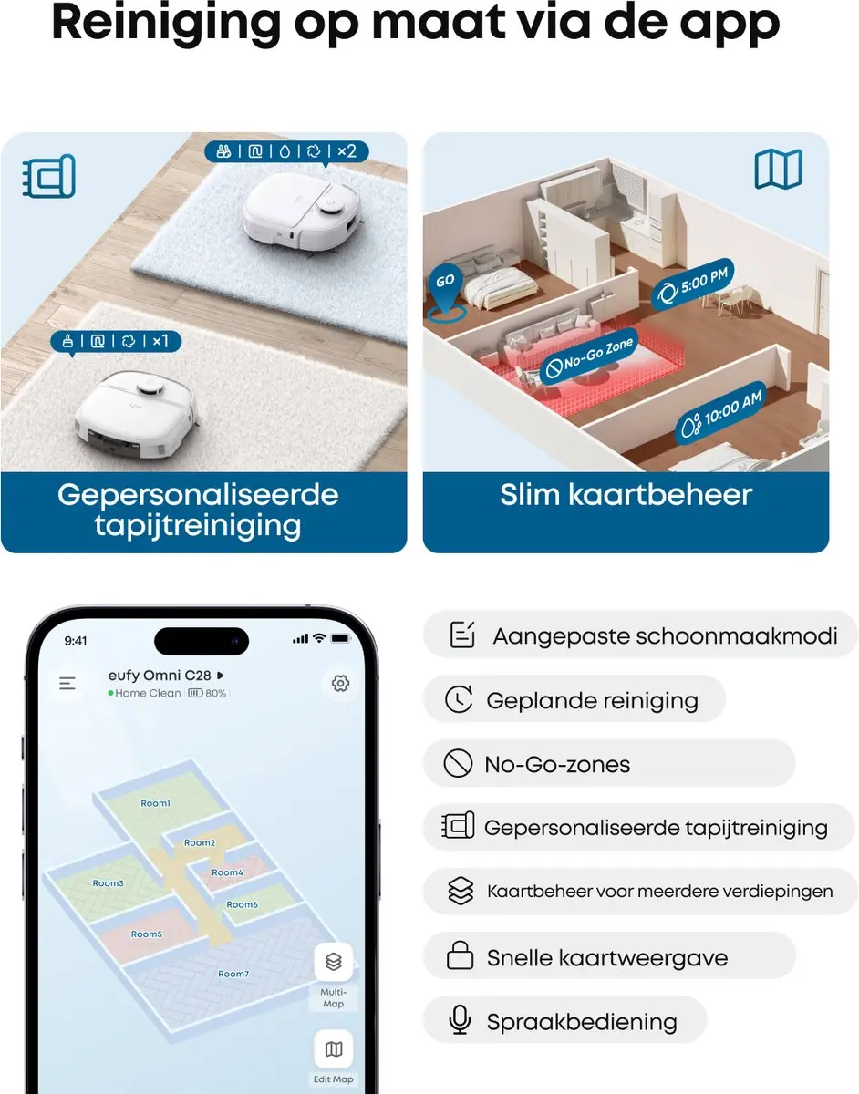 Eufy Omni C28 Robotstofzuiger - 15.000Pa - HydroJet Dweilstation - Wit - afbeelding 5 van 6