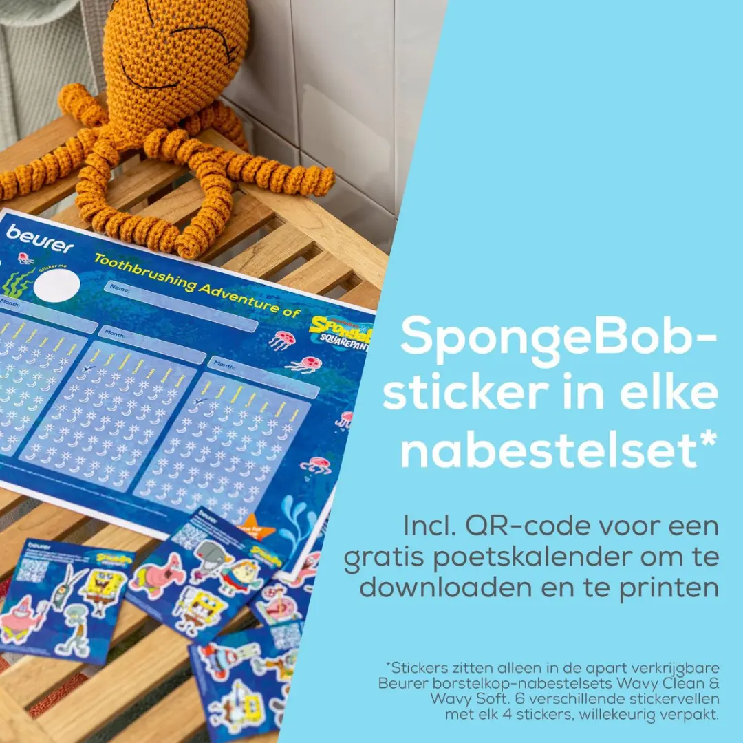 Beurer SC 11 SpongeBob Opzetborstels - 4 Stuks - Blauw/Geel
